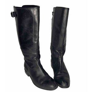 SOLD Rockport W sz 8 Boots Black Leather Block Low Heel Pull On Lola